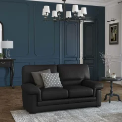 Canapés Droits|Canapés Fixes>Camif Canapé cuir Melbourne - - 2 places Noir