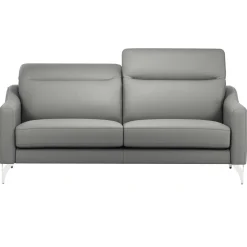 Canapés Droits|Canapés Fixes>Camif Canapé cuir têtières relevables Ben - - Grand 3 places Platine