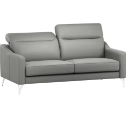 Canapés Droits|Canapés Fixes></noscript>Camif Canapé cuir têtières relevables Ben - - Grand 3 places Platine