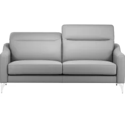 Canapés Droits|Canapés Fixes>Camif Canapé cuir têtières relevables Ben - - Grand 3 places Gris Clair