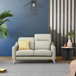 Canapés Droits|Canapés Fixes>Camif Canapé cuir têtières relevables Ben - - Grand 2 places Lune