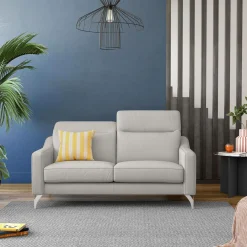 Canapés Droits|Canapés Fixes>Camif Canapé cuir têtières relevables Ben - - 3 places Blanc