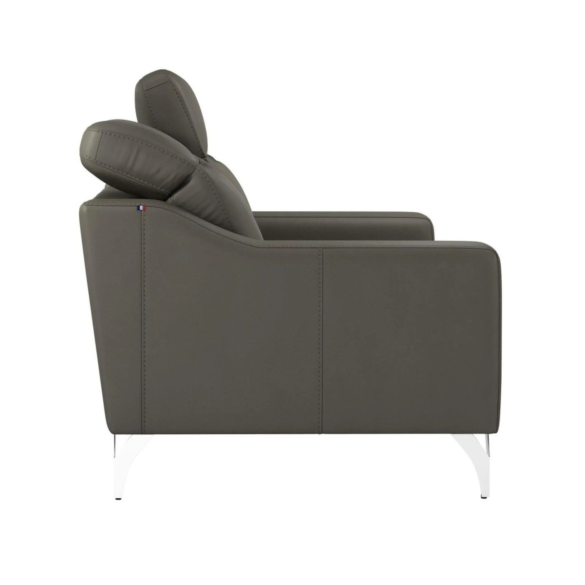 Canapés Droits|Canapés Fixes>Camif Canapé cuir têtières relevables Ben - - 3 places Ardoise