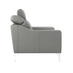 Canapés Droits|Canapés Fixes></noscript>Camif Canapé cuir têtières relevables Ben - - Grand 2 places Platine