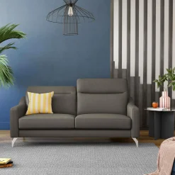 Canapés Droits|Canapés Fixes>Camif Canapé cuir têtières relevables Ben - - Grand 3 places Ardoise