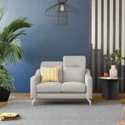 Canapés Droits|Canapés Fixes>Camif Canapé cuir têtières relevables Ben - - 2 places Blanc