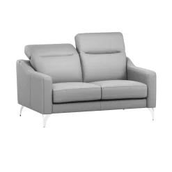 Canapés Droits|Canapés Fixes>Camif Canapé cuir têtières relevables Ben - - Grand 2 places Gris Clair