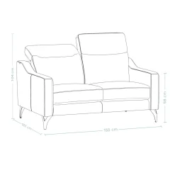 Canapés Droits|Canapés Fixes></noscript>Camif Canapé cuir têtières relevables Ben - - Grand 2 places Gris Clair