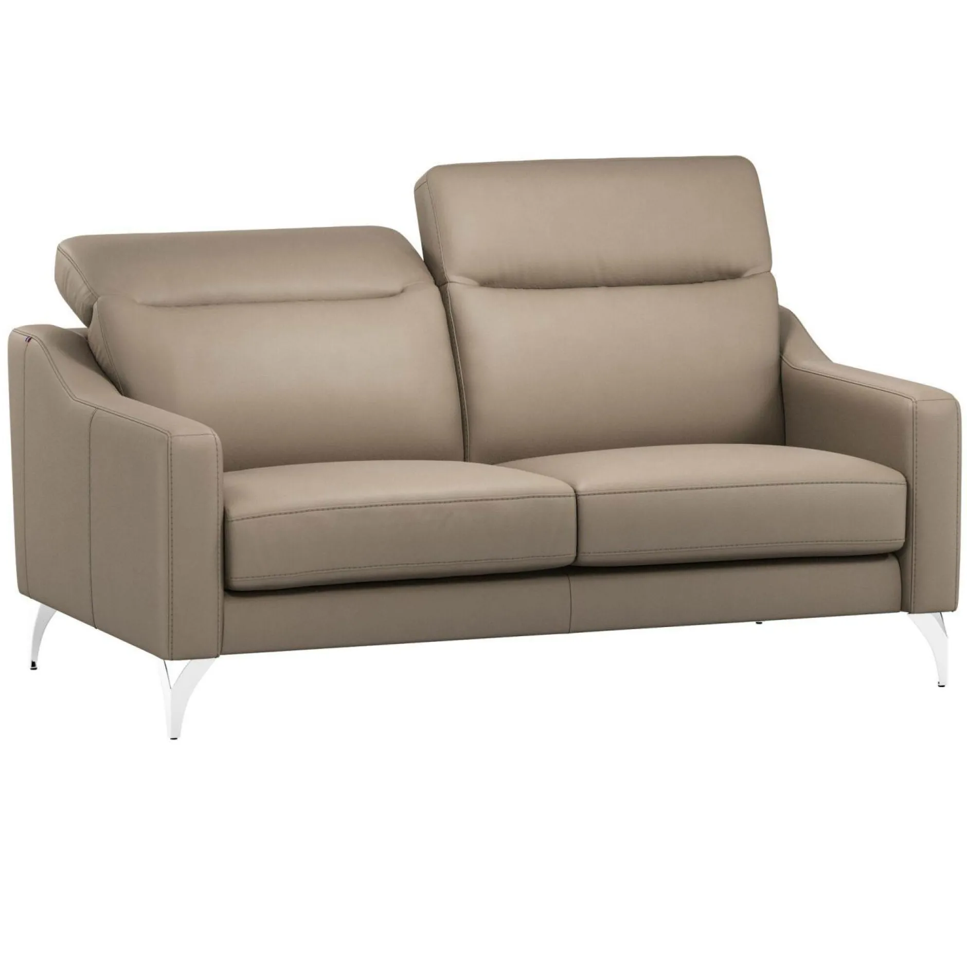 Canapés Fixes|Canapés Droits>Camif Canapé cuir têtières relevables Ben - - 3 places Tourterelle