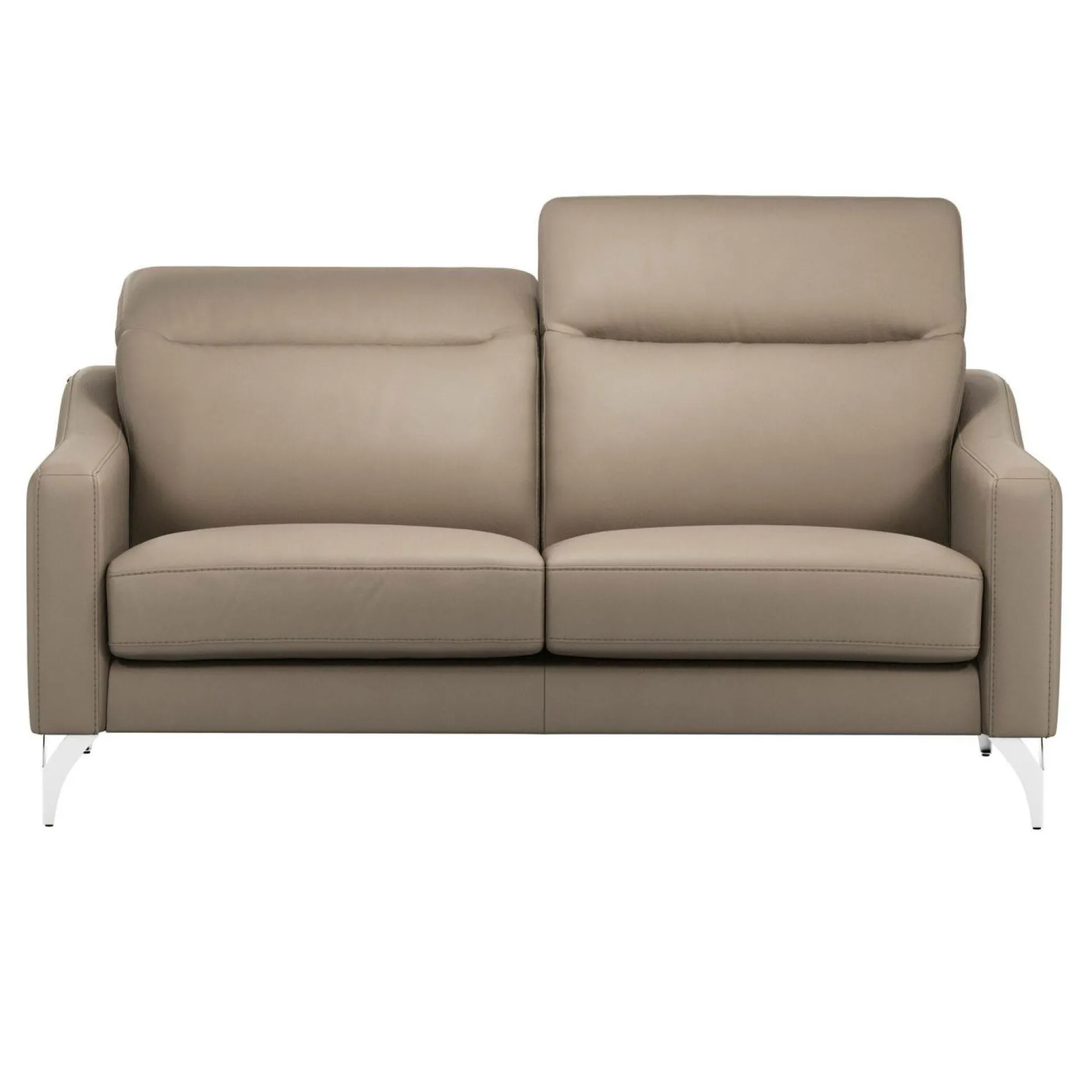 Canapés Fixes|Canapés Droits>Camif Canapé cuir têtières relevables Ben - - 3 places Tourterelle