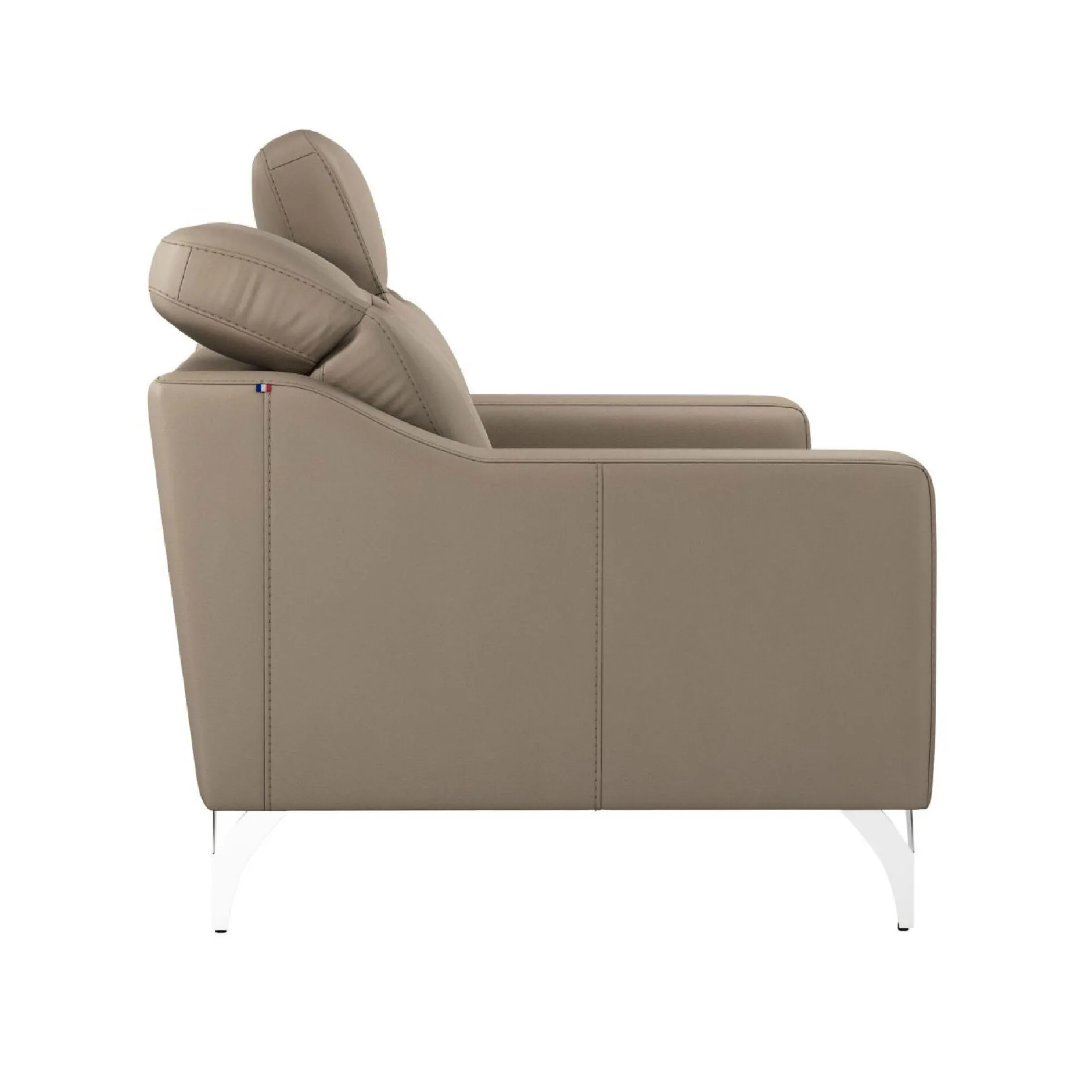 Canapés Fixes|Canapés Droits>Camif Canapé cuir têtières relevables Ben - - 3 places Tourterelle