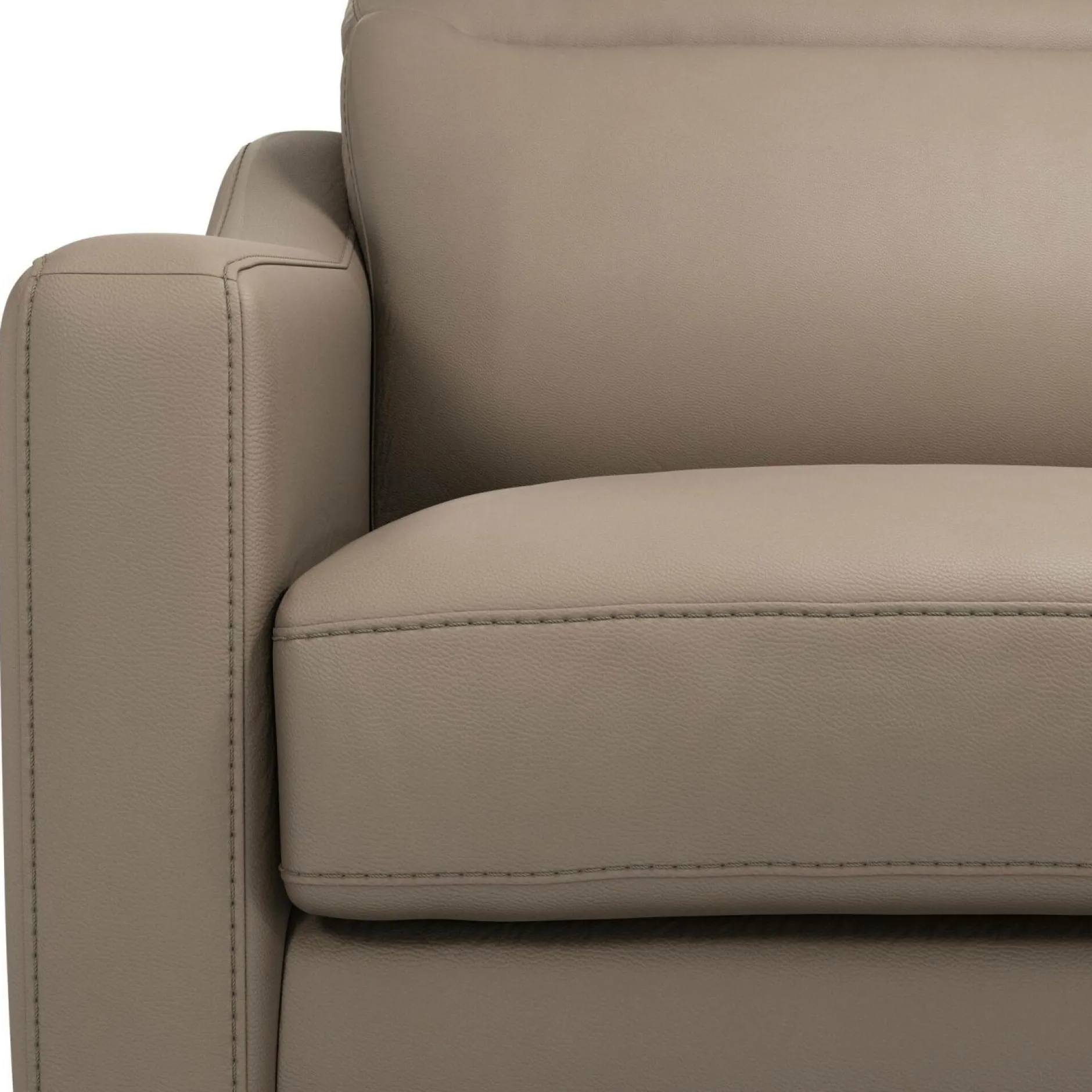 Canapés Fixes|Canapés Droits>Camif Canapé cuir têtières relevables Ben - - 3 places Tourterelle