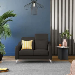 Canapés Droits|Canapés Fixes>Camif Canapé cuir têtières relevables Ben - - 2 places Noir