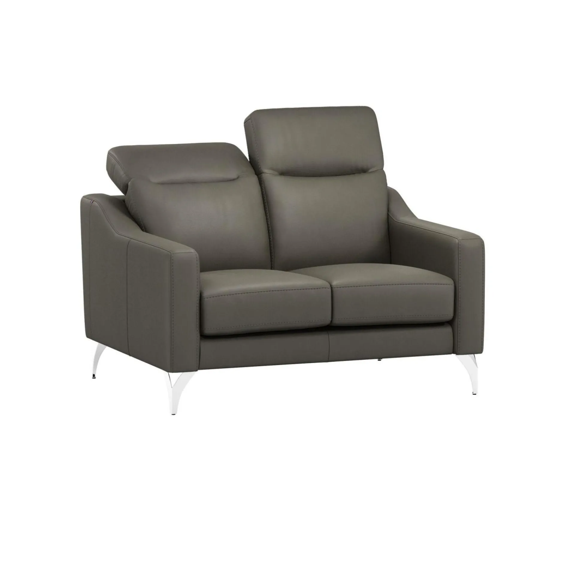 Canapés Droits|Canapés Fixes>Camif Canapé cuir têtières relevables Ben - - 2 places Ardoise