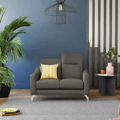 Canapés Droits|Canapés Fixes>Camif Canapé cuir têtières relevables Ben - - 2 places Ardoise