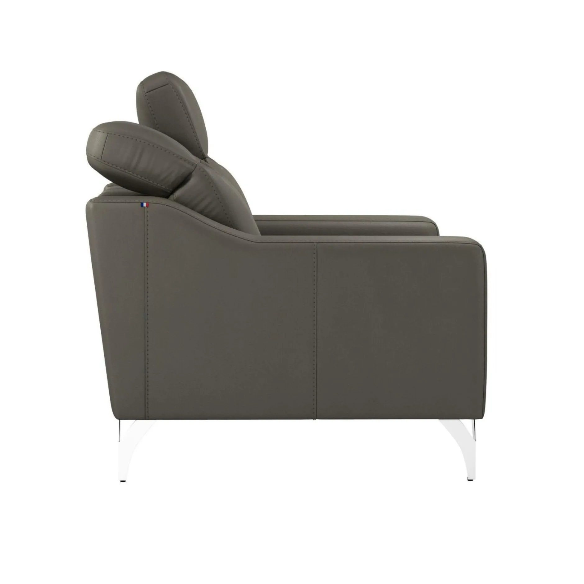 Canapés Droits|Canapés Fixes>Camif Canapé cuir têtières relevables Ben - - 2 places Ardoise