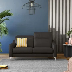 Canapés Droits|Canapés Fixes>Camif Canapé cuir têtières relevables Ben - - 3 places Noir