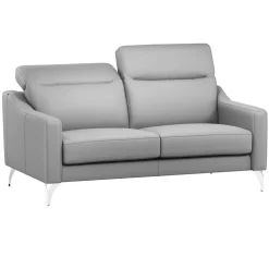 Canapés Droits|Canapés Fixes>Camif Canapé cuir têtières relevables Ben - - 3 places Gris Clair