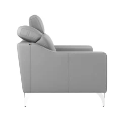 Canapés Droits|Canapés Fixes></noscript>Camif Canapé cuir têtières relevables Ben - - 3 places Gris Clair