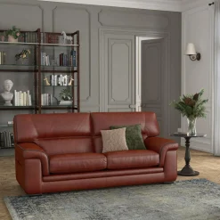 Canapés Droits|Canapés Fixes>Camif Canapé cuir Valentina - - 3 places Brandy