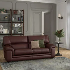 Canapés Droits|Canapés Fixes>Camif Canapé cuir Valentina - - 3 places Marron Foncé