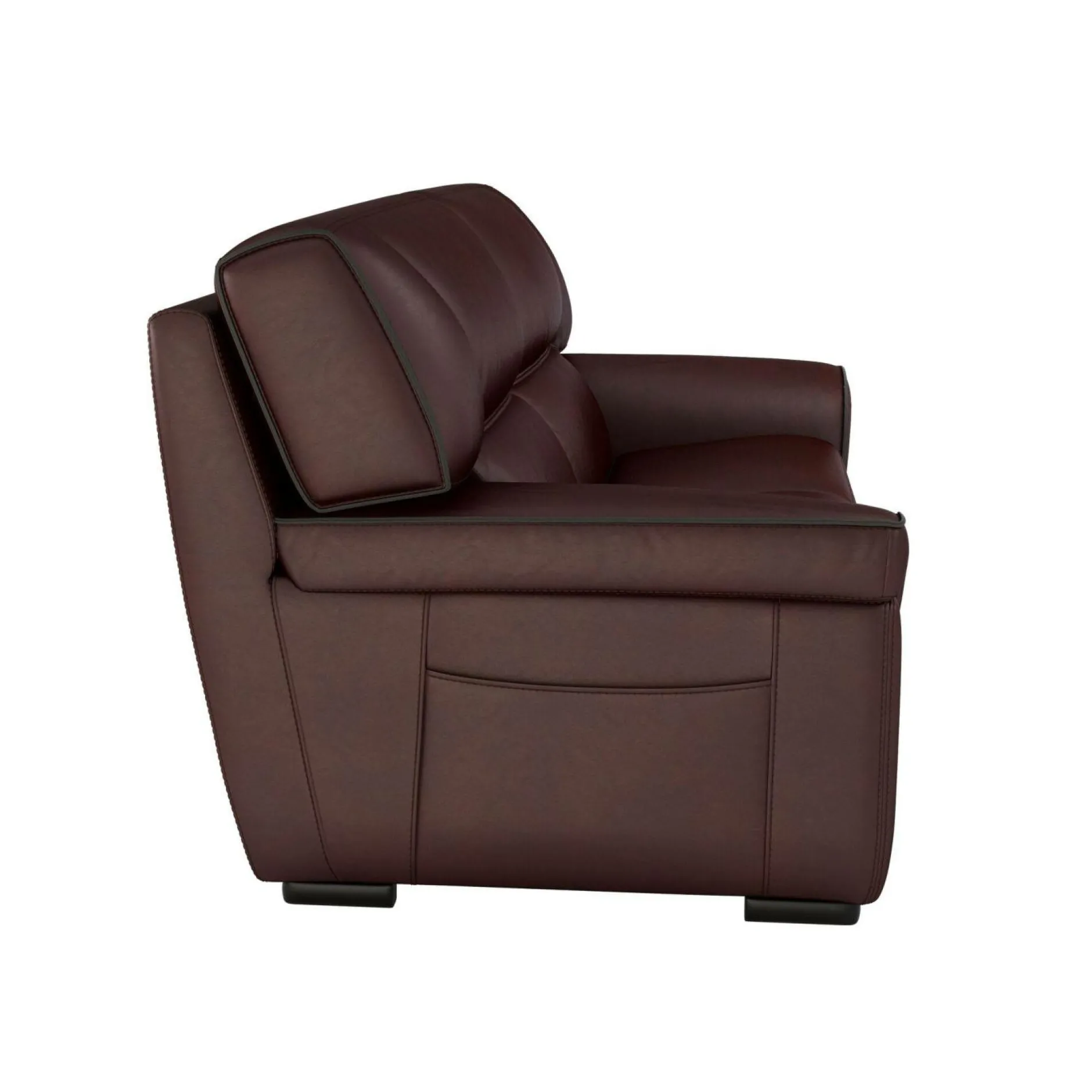 Canapés Droits|Canapés Fixes>Camif Canapé cuir Valentina - - 3 places Marron Foncé