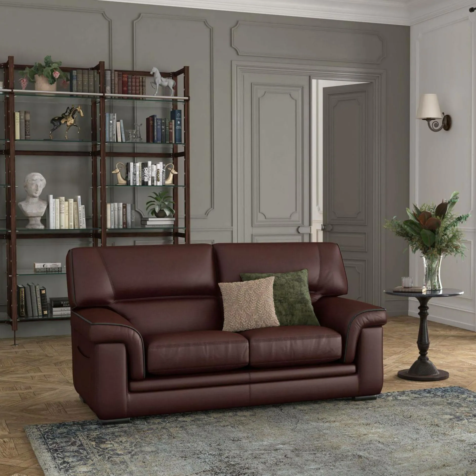 Canapés Droits|Canapés Fixes>Camif Canapé cuir Valentina - - 2 places Marron Foncé