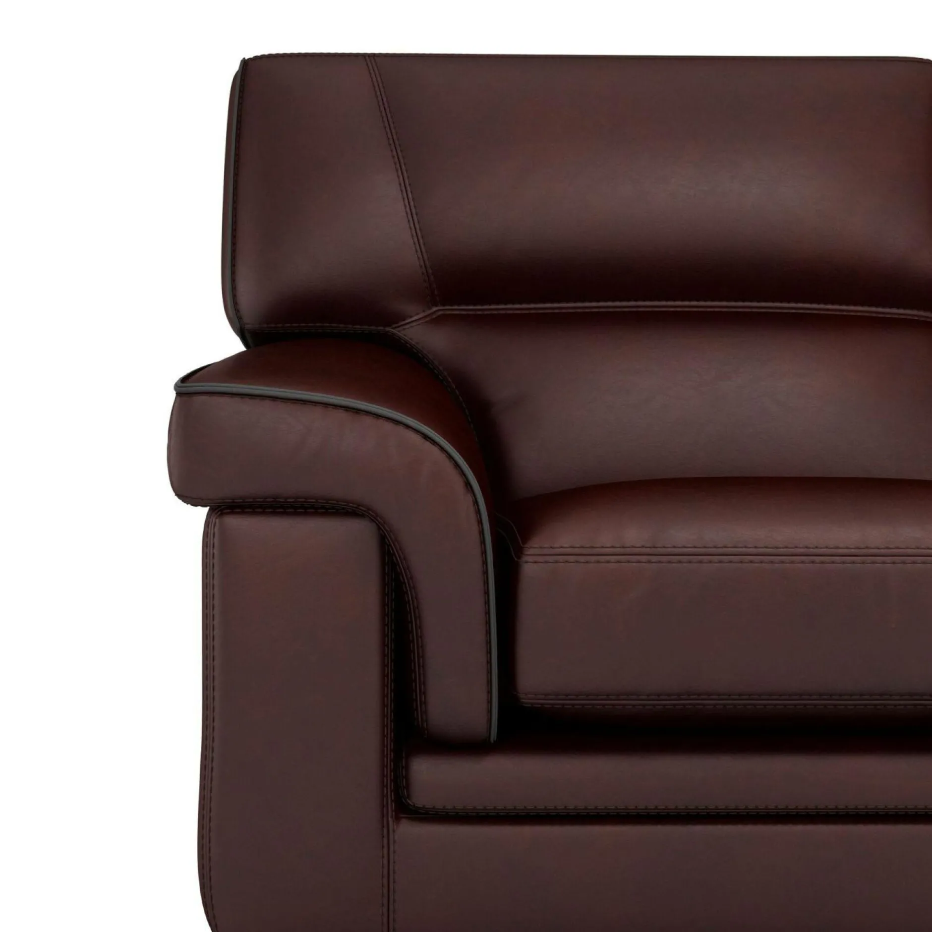 Canapés Droits|Canapés Fixes>Camif Canapé cuir Valentina - - 2 places Marron Foncé