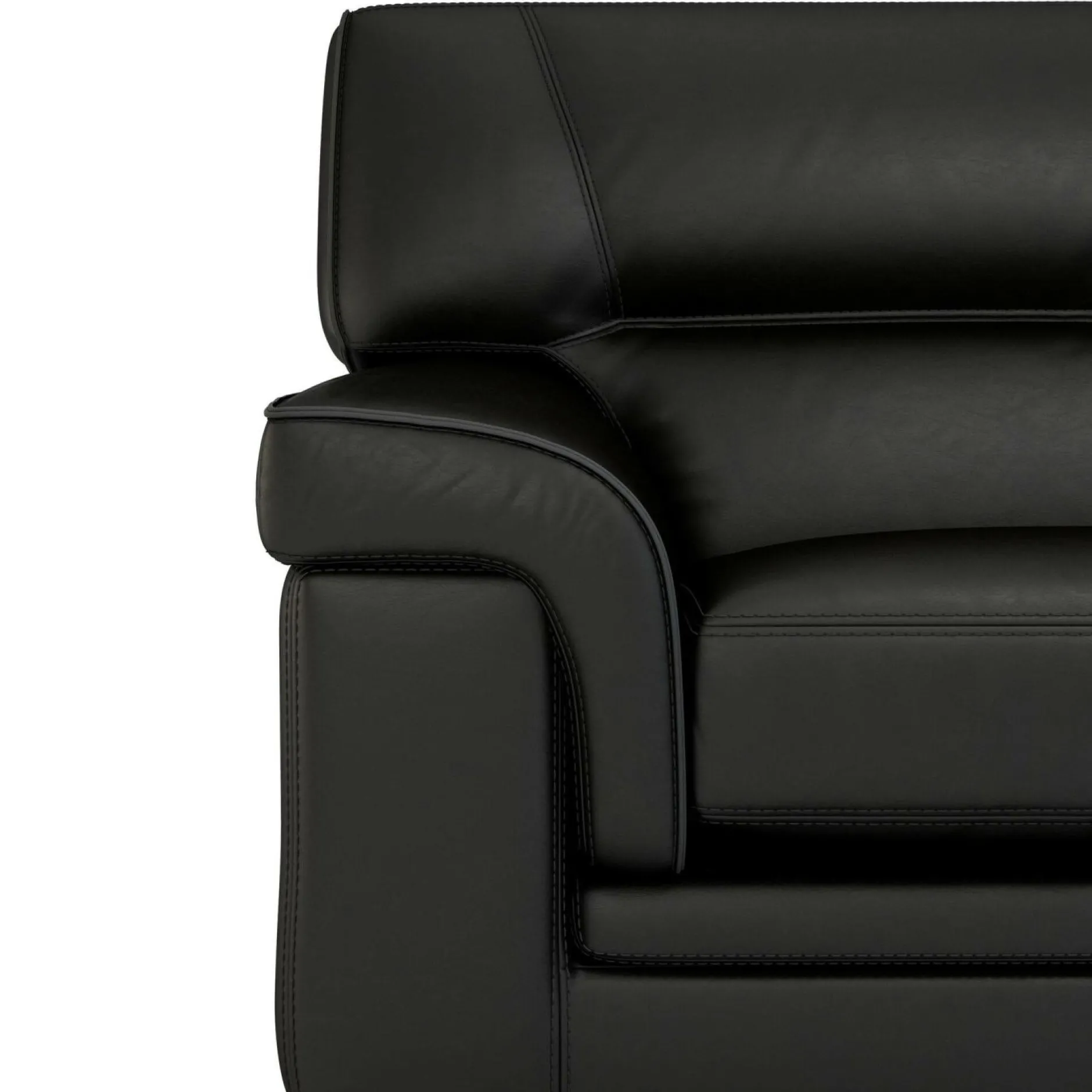 Canapés Droits|Canapés Fixes>Camif Canapé cuir Valentina - - 3 places Noir