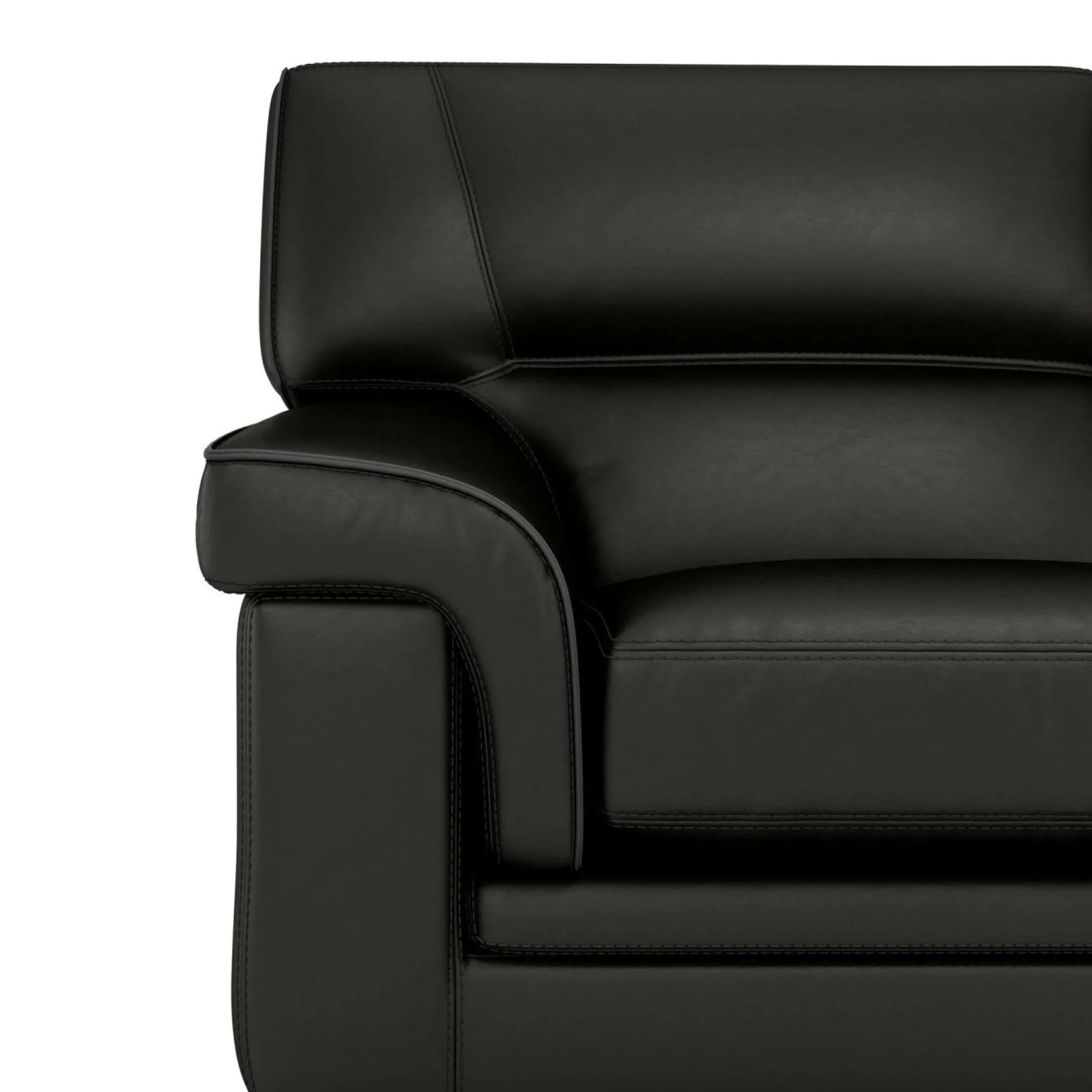 Canapés Droits|Canapés Fixes>Camif Canapé cuir Valentina - - 2 places Noir