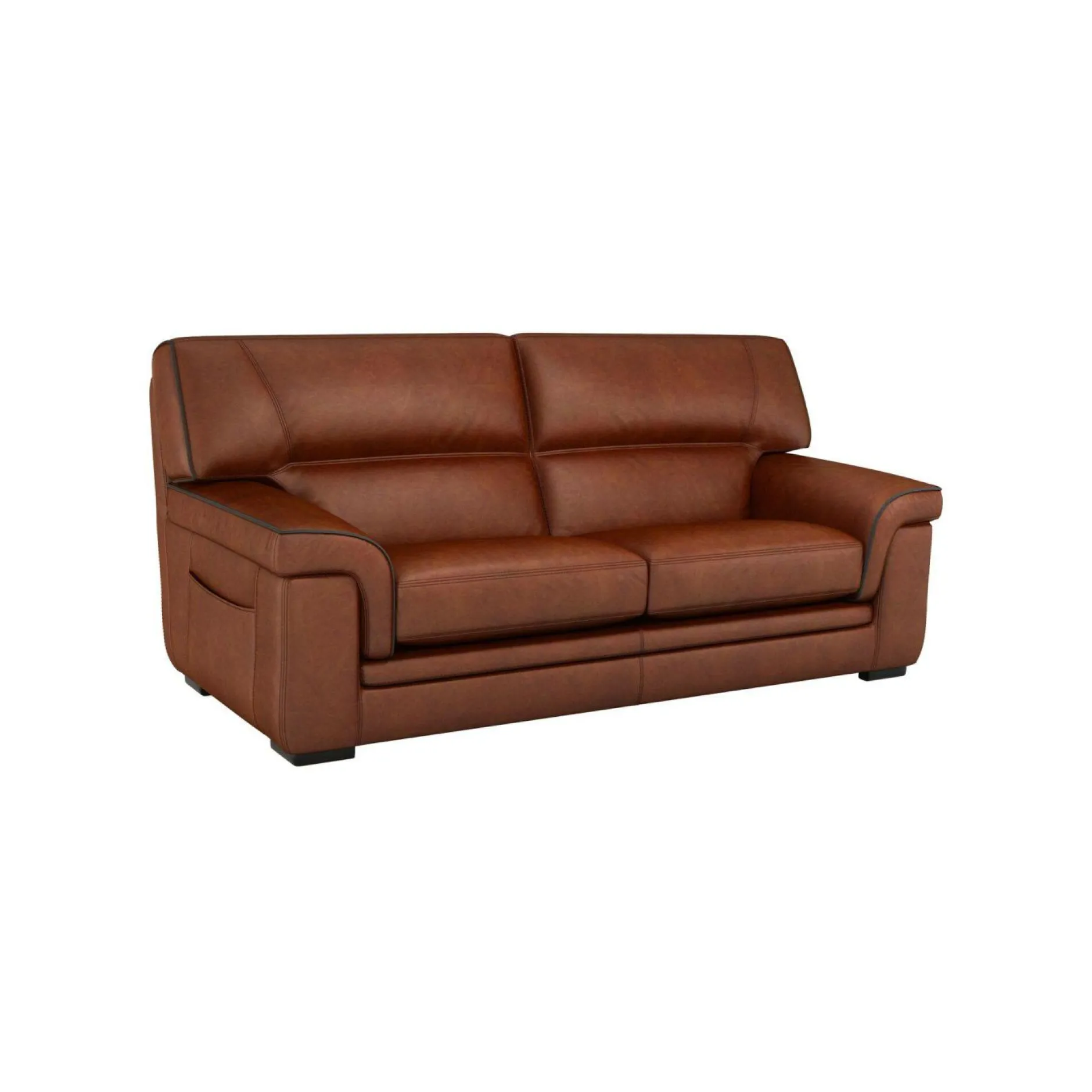 Canapés Droits|Canapés Fixes>Camif Canapé cuir Valentina - - 3 places Whisky