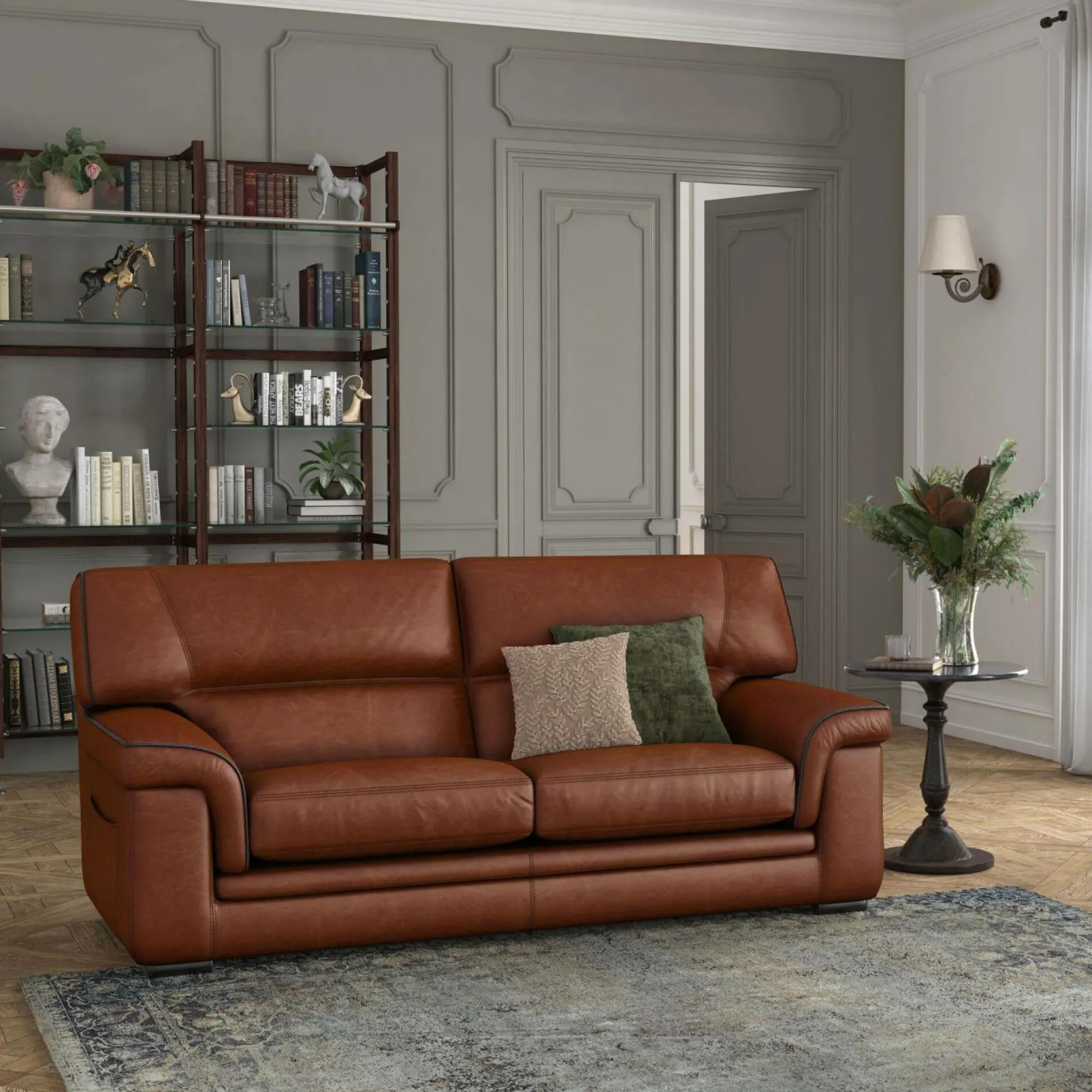 Canapés Droits|Canapés Fixes>Camif Canapé cuir Valentina - - 3 places Whisky