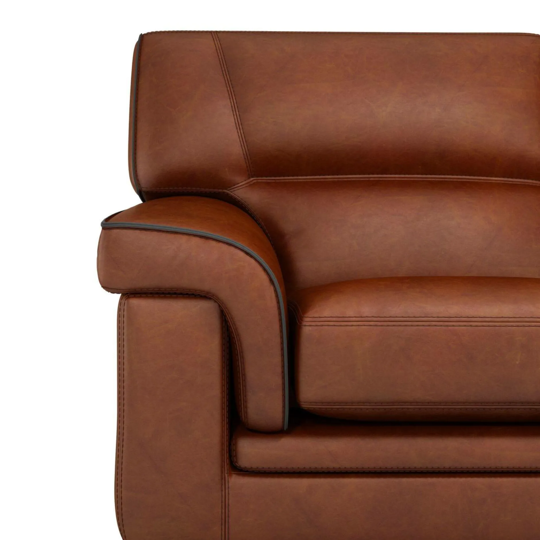 Canapés Fixes|Canapés Droits>Camif Canapé cuir Valentina - - 2 places Whisky