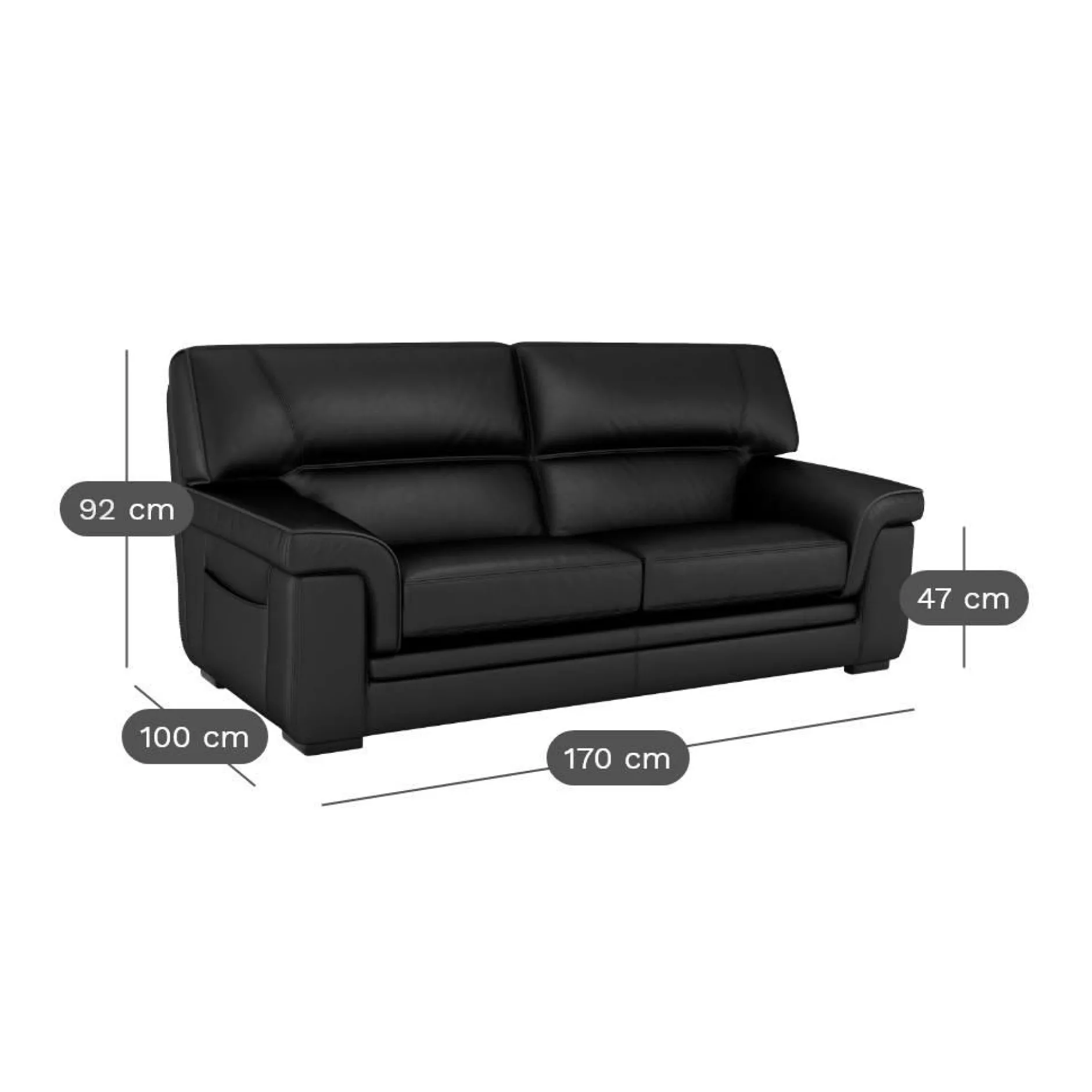 Canapés Fixes|Canapés Droits>Camif Canapé cuir Valentina - - 2 places Whisky