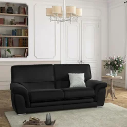 Canapés Droits|Canapés Fixes>Camif Canapé cuir Vittoria - - 3 places Noir