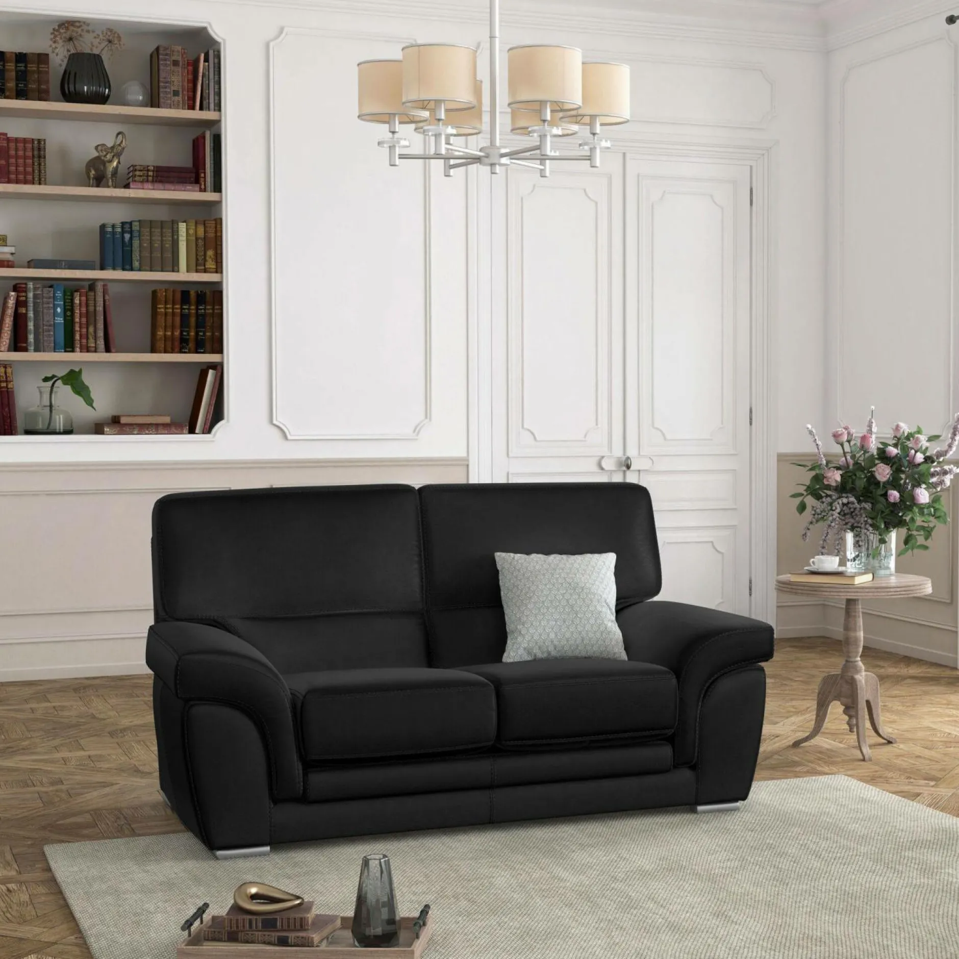 Canapés Droits|Canapés Fixes>Camif Canapé cuir Vittoria - - 2 places Noir