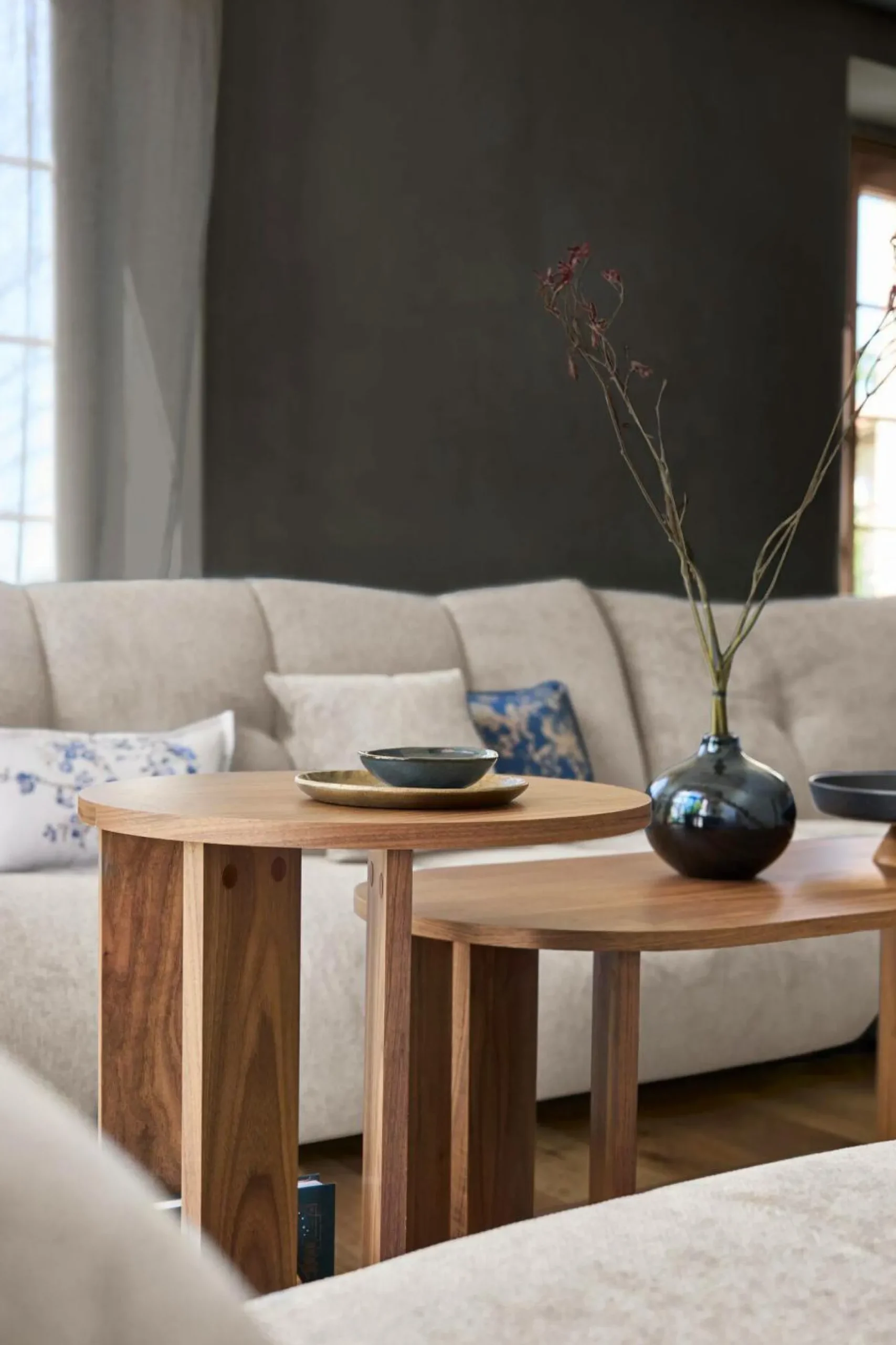 Canapés Modulables>Camif Canapé d'angle modulable tissu avec pouf Benny - Naturel