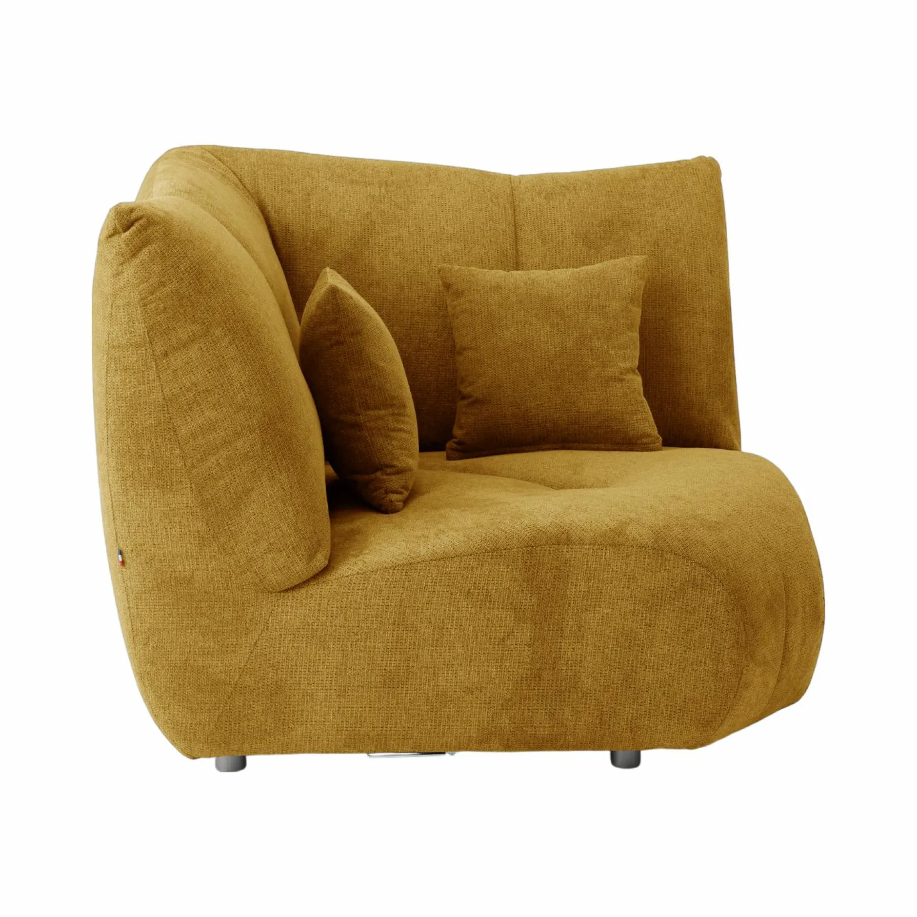Canapés Modulables>Camif Canapé d'angle modulable tissu avec pouf Benny - Moutarde