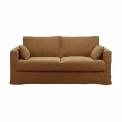 Canapés Droits|Canapés Fixes>Camif Canapé lin déhoussable Martigues - - 3 places Caramel