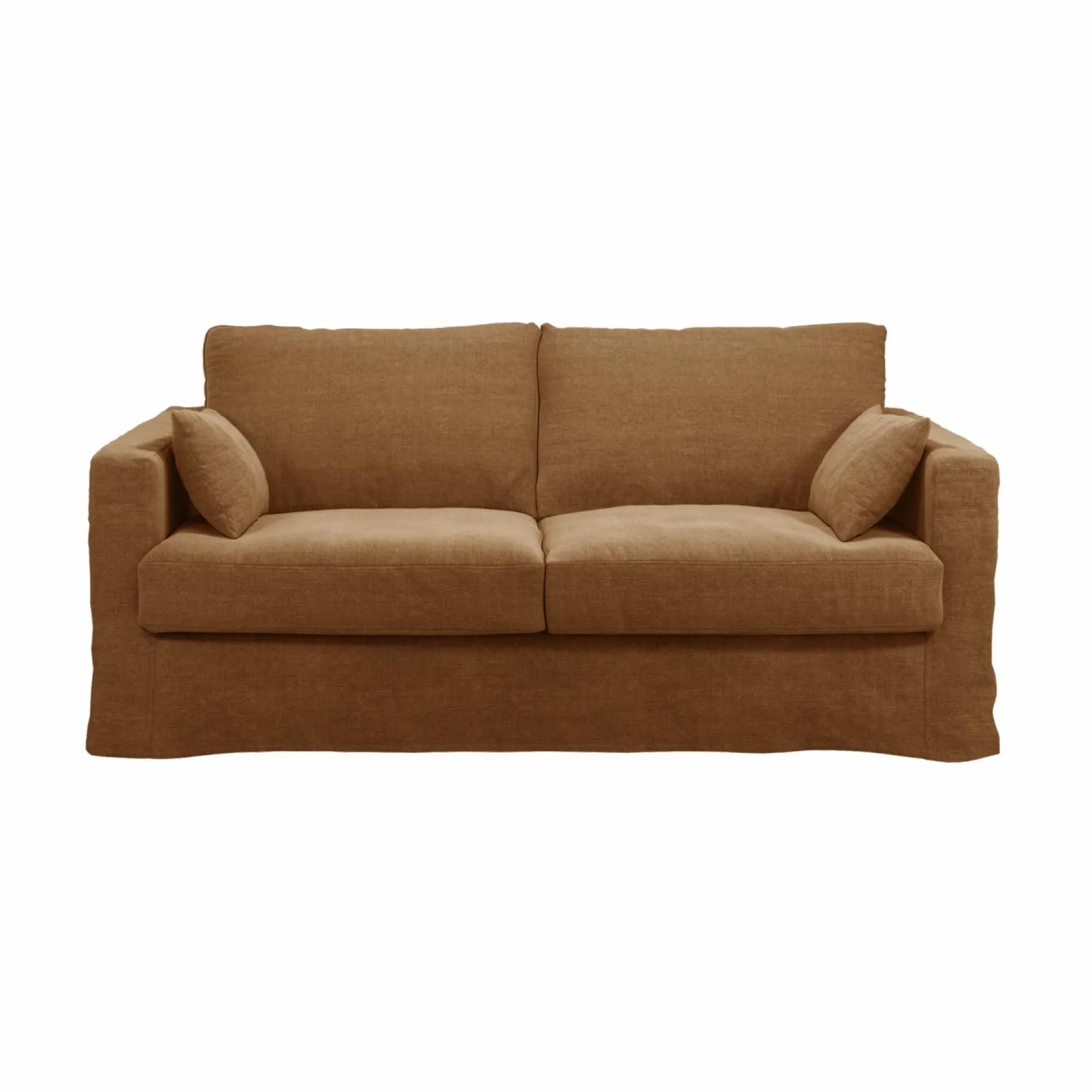 Canapés Droits|Canapés Fixes>Camif Canapé lin déhoussable Martigues - - 3 places Caramel