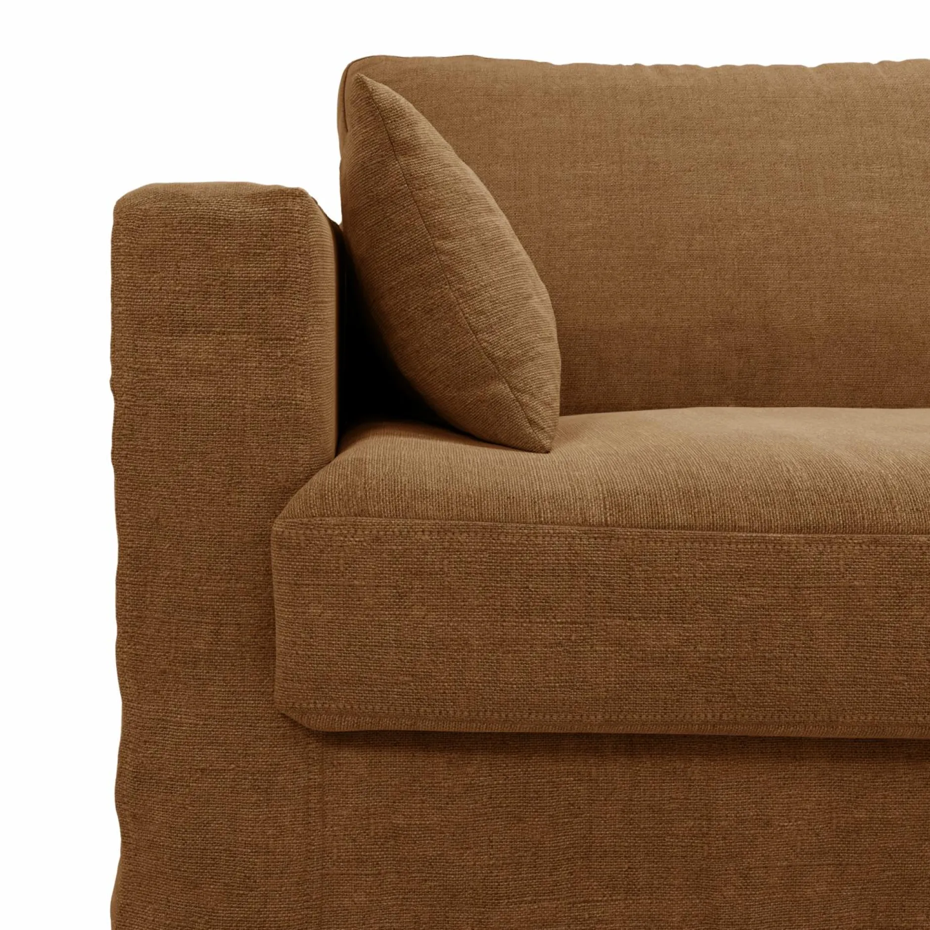 Canapés Droits|Canapés Fixes>Camif Canapé lin déhoussable Martigues - - 3 places Caramel