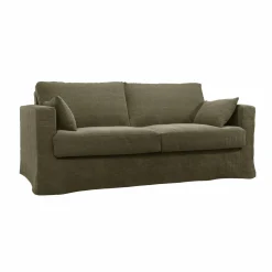 Canapés Droits|Canapés Fixes>Camif Canapé lin déhoussable Martigues - - 3 places Vert Kaki