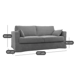 Canapés Droits|Canapés Fixes></noscript>Camif Canapé lin déhoussable Martigues - - 3 places Vert Kaki