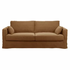 Canapés Droits|Canapés Fixes>Camif Canapé lin déhoussable Martigues - - 4 places Caramel