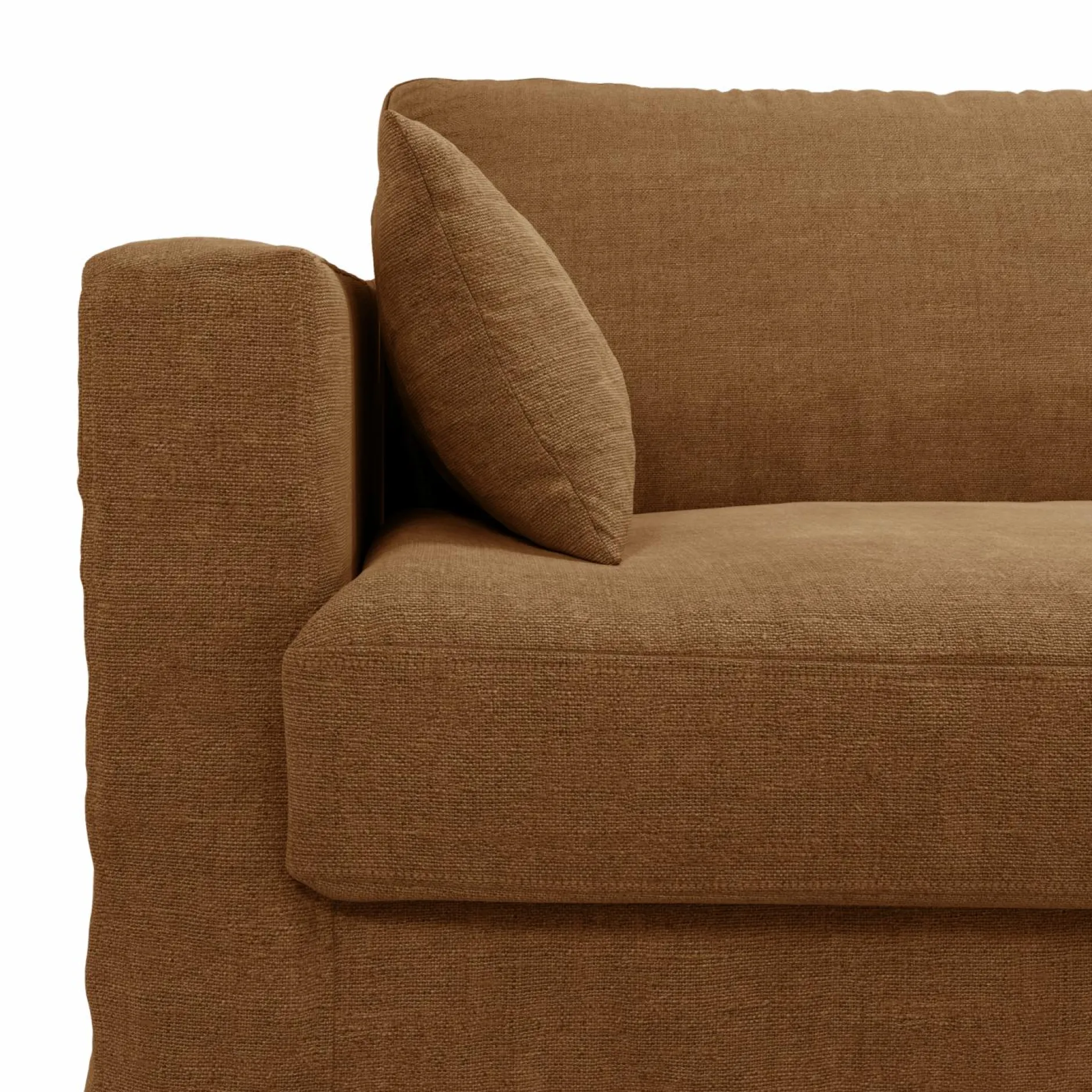 Canapés Droits|Canapés Fixes>Camif Canapé lin déhoussable Martigues - - 4 places Caramel