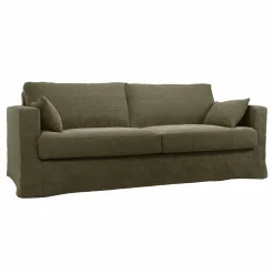 Canapés Droits|Canapés Fixes>Camif Canapé lin déhoussable Martigues - - 4 places Vert Kaki