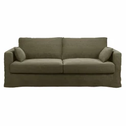 Canapés Droits|Canapés Fixes>Camif Canapé lin déhoussable Martigues - - 4 places Vert Kaki