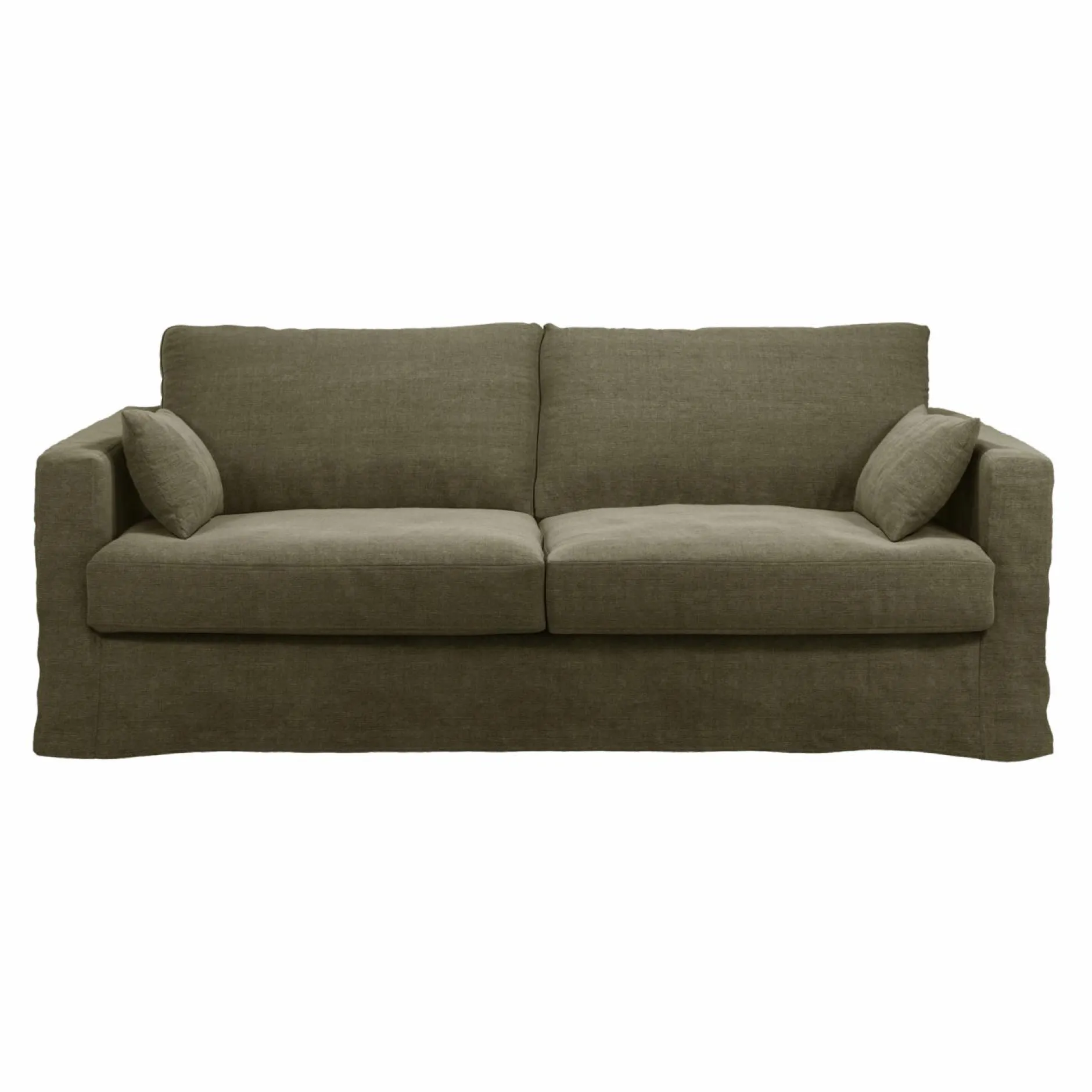 Canapés Droits|Canapés Fixes>Camif Canapé lin déhoussable Martigues - - 4 places Vert Kaki