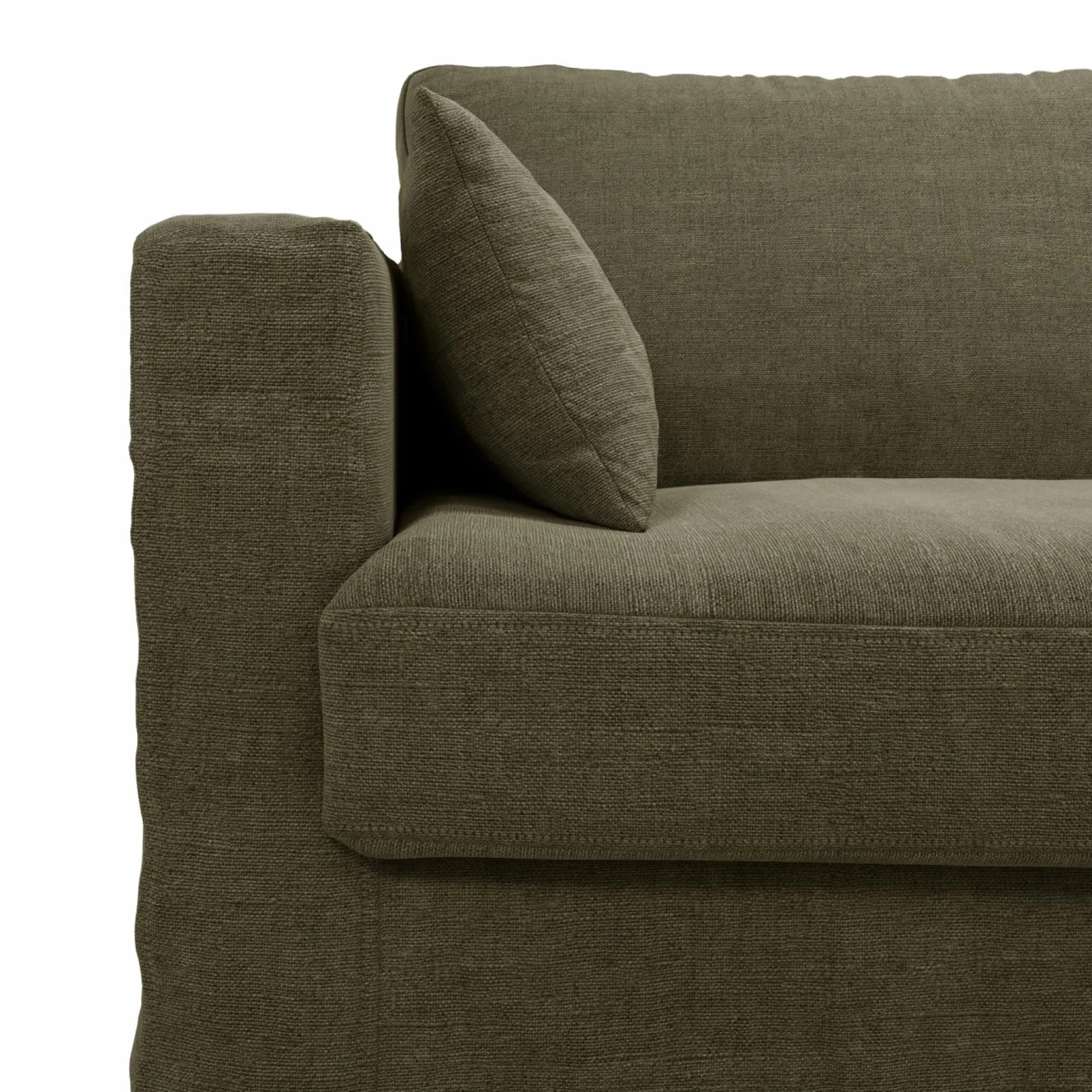 Canapés Droits|Canapés Fixes>Camif Canapé lin déhoussable Martigues - - 4 places Vert Kaki