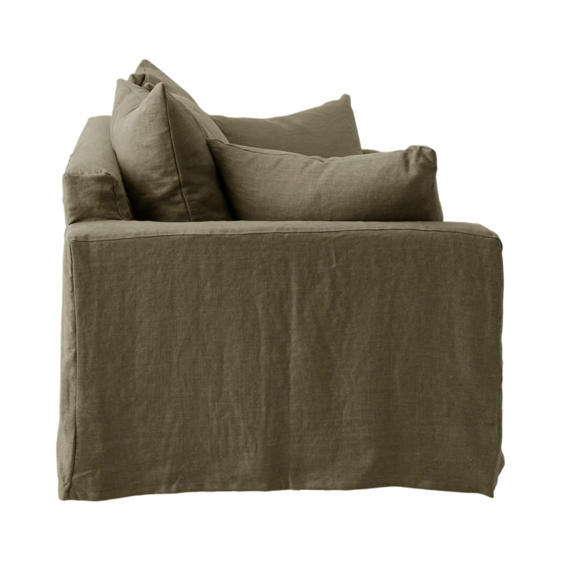 Canapés Fixes>Camif Canapé lin déhoussable Moëze - - 3 places Vert Kaki